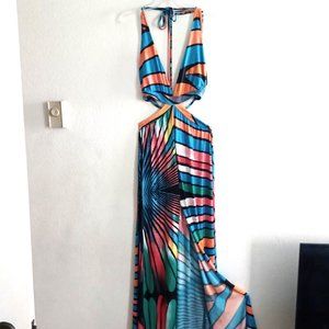 NWOT Savee Laguna Beach halter maxi dress beach coverup open back cutouts